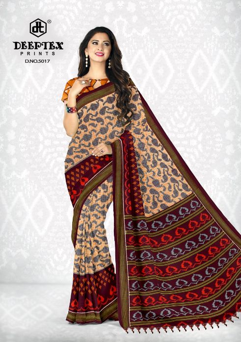 Deeptex Ikkat Special 5 Cotton Printed Regular Wear Fancy Saree Collection
